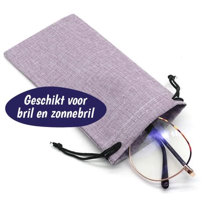 Brillenhoesje - Polyester met Microfiber Binnenkant - Zonnebril Hoes - Zonnebrillen Etui - Paars