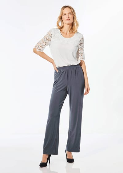 Comfortabele slinky broek VERA - antraciet - Gr. 38 van Goldner Fashion