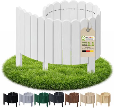 Floranica borderrand plantenborder 10 x 100 cm wit graskant houten tuinafsluiting houten hekwerk flexibele rollborder