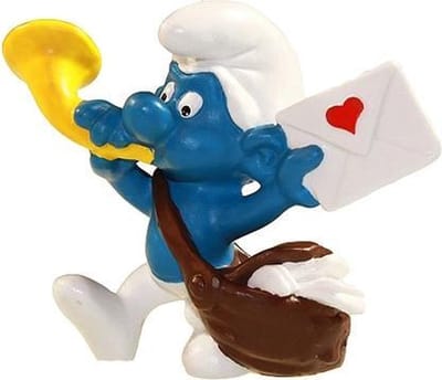 Postbode smurf - Speelfiguurtje - Schleich - brief met hart - 6cm
