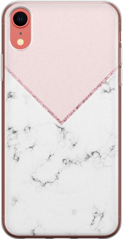 Leuke Telefoonhoesjes - Hoesje geschikt voor iPhone XR - Marmer roze grijs - Soft case - TPU - Marmer - Roze