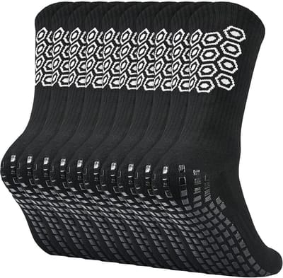 Voetbalsokken Heren - Grip Sportsokken - Sporten en Spelen - Antislip Siliconen - Maat 43-46 - Wit Zwart