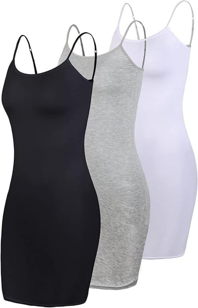 3 Stuks Dames Lange Tanktops - Verstelbare Camisoles voor Training en Casual Wear in Zwart, Grijs en Wit