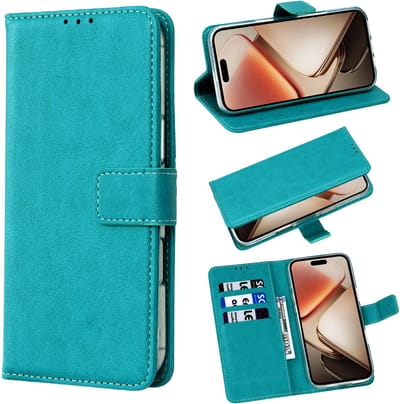 Casemania Hoesje Geschikt voor Samsung Galaxy A17 5G - Turkoois - Portemonnee Bookcase met Pasjeshouder en Standaardfunctie