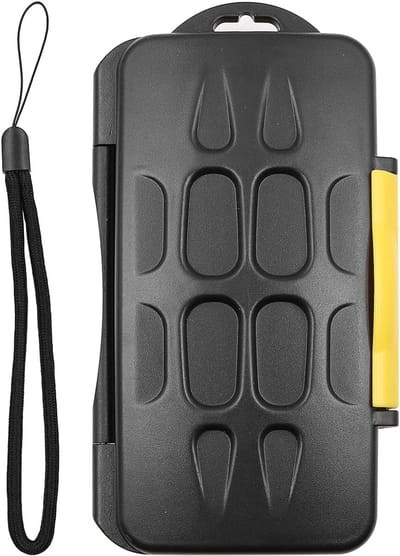 Geheugenkaart Houder - Opslag Box - Bescherming Kaarten - Waterdicht Anti-Shock - 153 x 90 x 20 mm - Geel