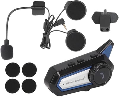 SVGCommerce - Motorfiets Bluetooth Helm Headset - Draadloze Handsfree - Waterdichte Ruisonderdrukkende Headset - Zwart - Met Zaklamp - Geschikt voor M