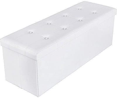 Lexorion Luxe Relax - Zitbank - Zitbank Met Opbergruimte - Kist Met Deksel - Opvouwbaar Zit meubel - 120 Liter Inhoud - Wit - 98 x 38 x 38 cmSlaap kamer hocker - Zitbank Met Ruimte - 98 x 38 x 38 cm - Inklapbare - Zitkist- Kunstleer