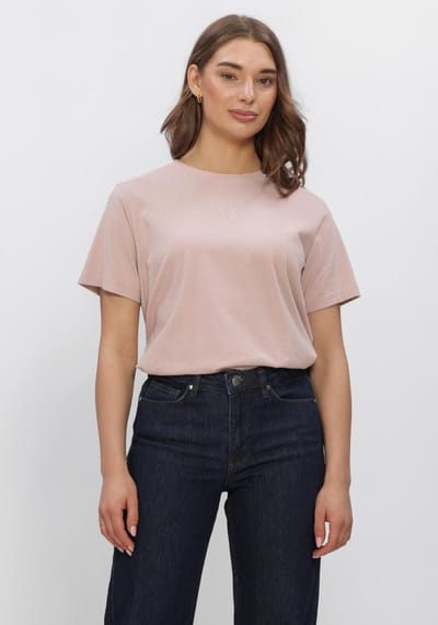 My Essential Wardrobe Seattlemw Logo Emb. Tee Tops & T-shirts Dames - Shirt - Lichtroze - Maat L