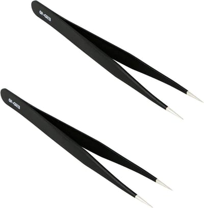 Precisie Pincet - Antistatisch Gereedschap - Elektronica Reparatie - Hittebestendige Coating - 120mm Lengte - Zwart
