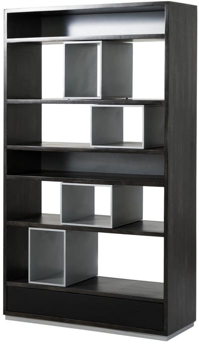 MASSIVMOEBEL24.DE mango open kast grijs massief hout 111x40x193 cm (BxTxH) geolied gemonteerd CHICAGO deels massief #211