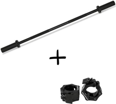 Gym Masters Halterstang Set – 120 cm Barbell + Lockjaw Sluiters – 50 mm – Zwart – 180 kg belastbaar