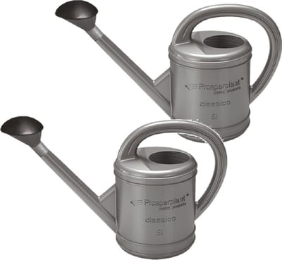 Prosperplast Gieter - 2x - grijs - kunststof - 5 liter - tuinieren benodigdheden - Gieters
