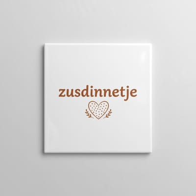 Zusdinnetje Decoratieve Tegel – Lieve Zus Tekst Wanddecoratie – Keramische Tegel 15 × 15 cm
