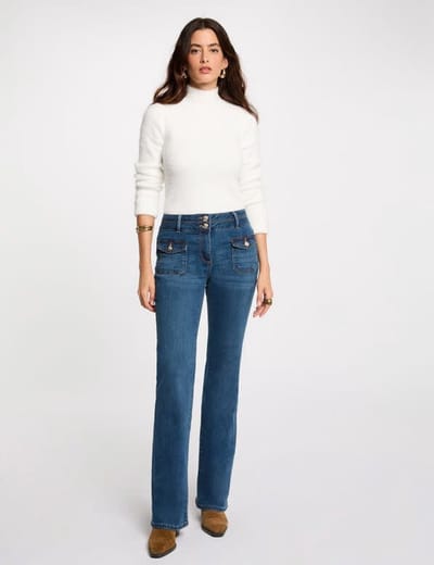 Morgan - High-waisted bootcut jeans 241-Polen Jean stone - Maat : 38
