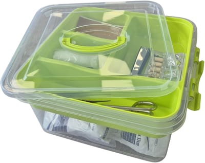 Plasticforte EHBO opbergdoos/medicijnkistje - groen - 25 x 27 x 14 cm - opbergbox met vakken - verbandtrommel - eerste hulp
