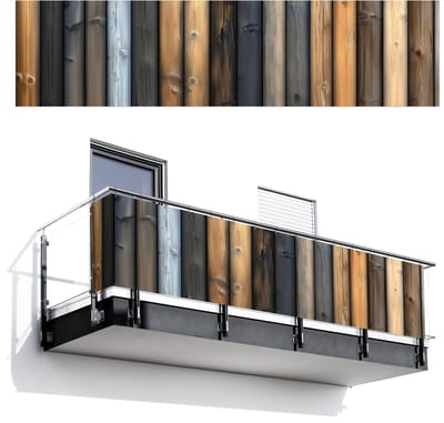 Balkonscherm 500x120 cm - Balkonposter Hout - Planken - Gemengd - Balkon scherm decoratie - Balkonschermen - Balkondoek zonnescherm