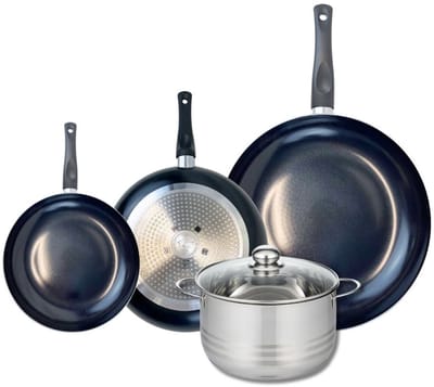 Set van 3 Koekenpannen 20, 24 en 32 cm en 1 braadpan 20 cm Elo Prima Brillant