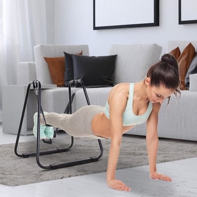 MEUNIQ Dipstation dipstandaard 90 x 81 x 92,5 cm met gepolsterde handgrepen, stalen frame, 120 kg draagvermogen voor thuisfitness en krachttraining zwart
