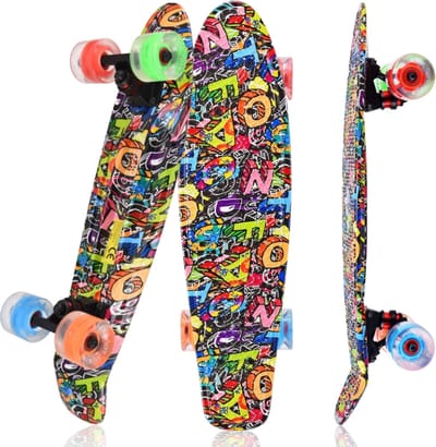 Suotu Skateboard- Wielen met LED-verlichting - ABEC-9 - Tot 50 kg - Skateboard Meisjes/jongens - Skateboard Volwassenen - Cadeau