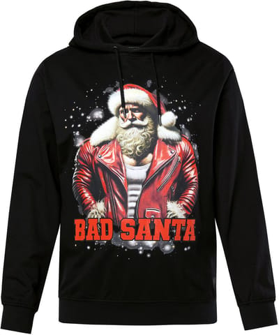 Men Plus - Heren - Hoodie XMAS kerstmotief sweater capuchon - Zwart - Maat 3XL