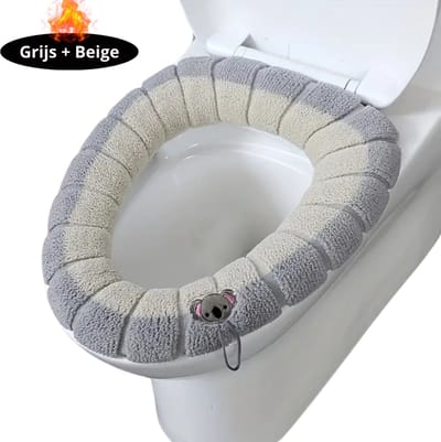 Nivard Wasbare Toiletbril Cover - Wc Bril Hoes - Toiletbril - Wc Deksel - Toiletafdekking - Verwarmde Wc Bril - Grijs+Beige