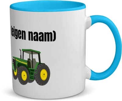 Akyol - tractor koffiemok - theemok - blauw - Boer - boer of boerin - met eigen naam - leuk cadeau voor iemand die op de boerderij werkt - cadeau - kado - 350 ML inhoud