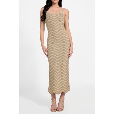 GUESS Sl Vera Chevron Lace Natural/gold Multi S Taglia: XS | Abiti Midi Outlet | Donna