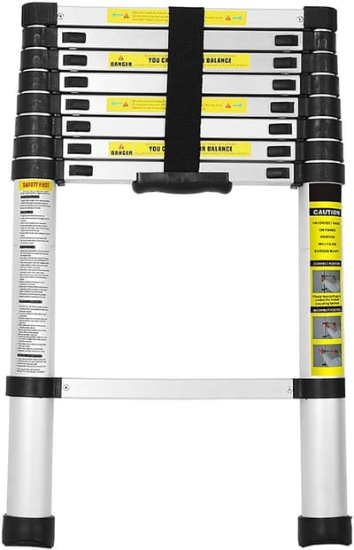 Telescopische Ladder - Uitschuifbare Ladder - Veelzijdig Gebruik - 9 Sporten Stevig - 2.6 Meter Hoog - Aluminium
