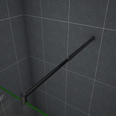 Mat zwarte stabilisatiestang bied voldoende steun aan de douchewand, Lengte stang: 70-120cm