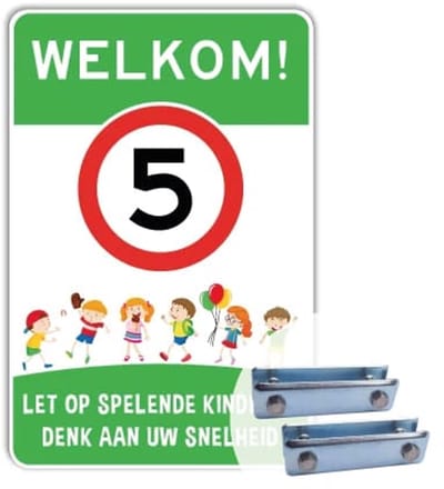 Parkeerbord Welkom - Weerbestendig Aluminium - 40x60 cm - Bevestiging: Met hekbeugels (voor spijlen- of gaashek)