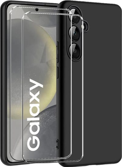 Hoesje en Glas Geschikt voor Samsung Galaxy S26 - Zwart - Casemania Siliconen Back Cover met Camera Bescherming + 2x Tempered Glazen Screenprotector - Shockproof Telefoonhoesje