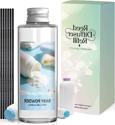 Navulling voor luchtverfrisser 200 ml met babypoeder geur voor huis, badkamer en kantoor, ideale geurverspreider voor een frisse ambiance