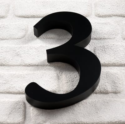 Promessa-Design - Huisnummer 3 RVS Zwart 3D Bold - Hoogte 25 cm - Dikte 3 cm - Type 3D/25/Zwart/3/RomaBold.