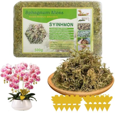 500g Sphagnum Mos voor Planten, Verhoog Vochtigheid, Verminder Fungus Gnats, Perfect voor Orchideeën en Tuinplanten