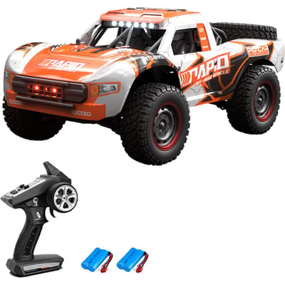 Afstandsbediening Auto 4WD Off-road auto Borstelloze vrachtwagen 2,4 GHz Volledige proportionele hoge snelheid 70 km/u 2 battery oranje