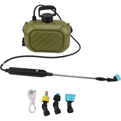 Pulvérisateur à batterie 5L Pulvérisateur de jardin électrique portable rechargeable avec baguette télescopique et vert