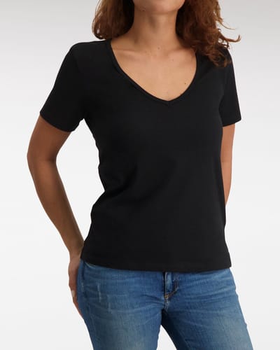 Claesen's® - Dames Loose Fit V Neck T shirt 100% Cotton - Zwart - 100% Katoen