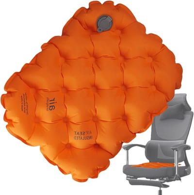 Opblaasbaar Kussen - Zitkussen Reizen - Comfort Buiten - Ergonomisch Design - 38 x 28 cm - Oranje