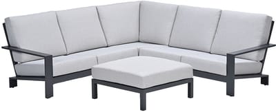 Lincoln aluminium loungeset - carbon black - valley sand