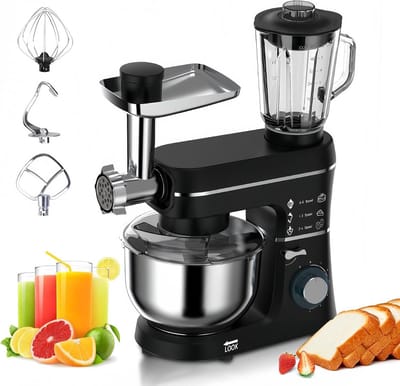 Keukenmachine - Keukenmixer - Bakken en Koken - 5-in-1 Functies - 10L Kom - Zwart