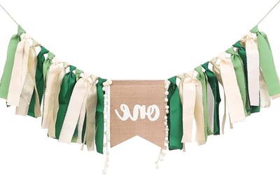 Allecta - Groene decoratie voor 1e verjaardag kinderstoel, set van 1 banners voor jongens en meisjes - Babyshower feest versiering met foto rekwisieten