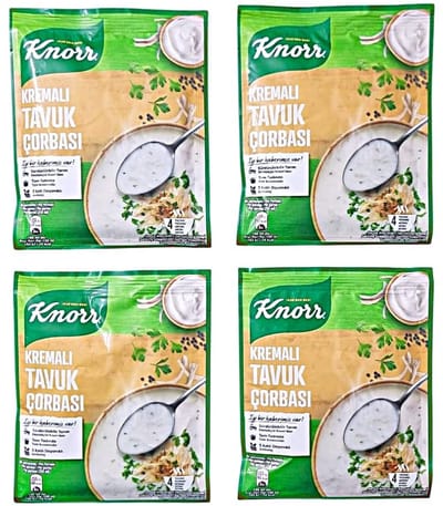 Knorr Romige Kippensoep 4x76 g | Gezonde romige kipsoep | Rijk aan eiwitten & voedingsstoffen -Knorr Kremalı Tavuk Çorbası 4x76 g - Knorr Creamy Chicken Soup 4x76 g | Healthy Creamy Chicken Soup | Rich in Protein & Nutrients