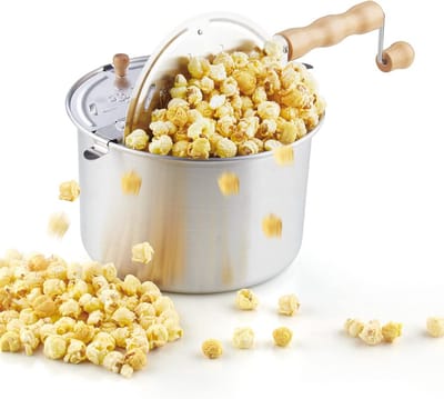 Cook N Home 02626 6 Quart Aluminum Cooktop Popcorn Popper Silver