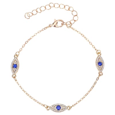 Allecto - Evil Eye Enkelbandje - Gouden Verstelbaar en Watervast Boho Sieraad - Strandmode Accessoire - Trendy en Uniek - Voor Dames - Perfect voor...