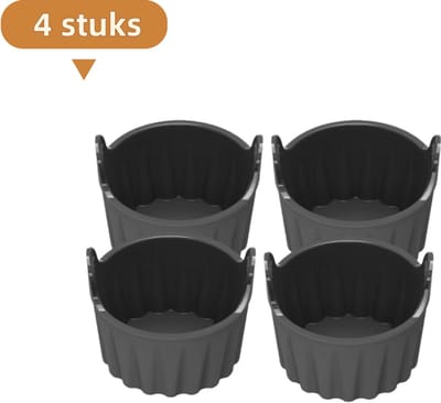 4-delige muffinvorm - siliconen bakvorm - geschikt voor airfryer - gemakkelijk schoon te maken - eierkokervorm - grijs