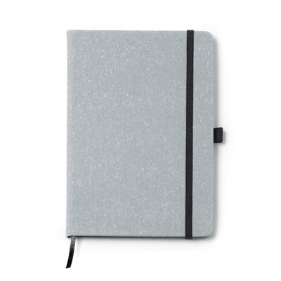 Notitieboek Grijs A5 omslag gerecycled leer harde kaft bladwijzer en elastische band 100 vellen gelinieerd model Korum