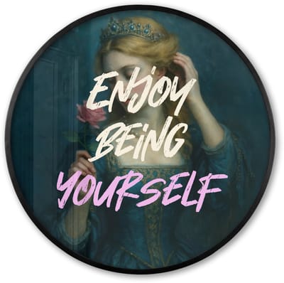 Poster in lijst Rond - Fotolijst 60x60 cm - Posters - Vrouw - Roos - Quote - Ronde posterlijst zwart - Decoratie - Wanddecoratie woonkamer - Muurdecoratie slaapkamer