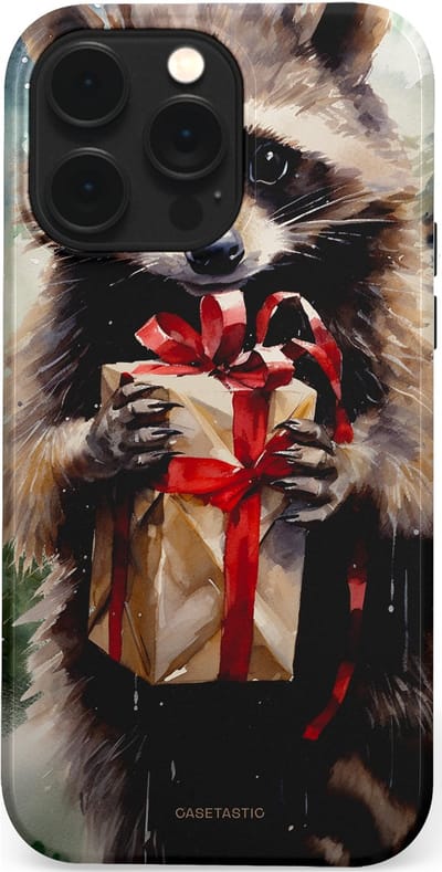 Casetastic hoesje geschikt voor Apple iPhone 14 Pro Max - MagSafe - Dubbellaagse bescherming - Winter Wasbeer Presentje - Fashion Case - Zwart Grijs Taupe