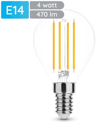 Modee E14 LED Lamp 4W - 470lm - 4000K - Neutraal Wit - LED Filament Globe Mini P45 - Vervangt 40W Halogeen Gloeilamp