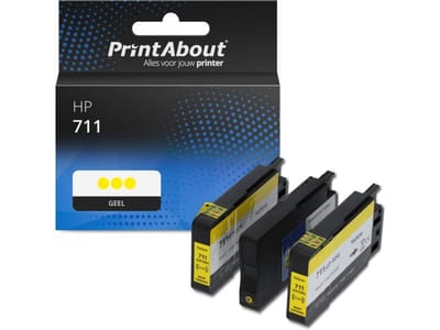 PrintAbout huismerk Inktcartridge 711 (CZ136A) Geel Multipack Geschikt voor HP